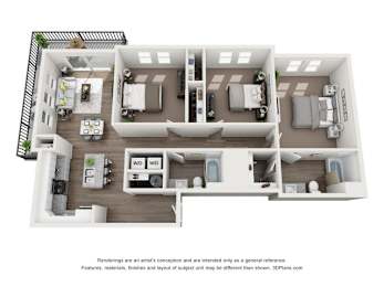 3 bed 2 bath The Skyline