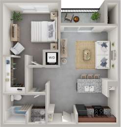 1 bed 1 bath B at Wilmington Flats Apartments, Salt Lake City, Utah