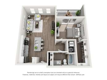 1 bed 1 bath The Woodward