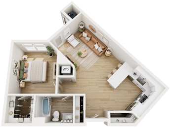 1 bed 1 bath Floorplan A at The Vue At Desert Color Apartments, St. George, Utah