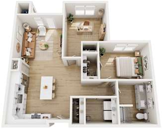 1 bed 1 bath B Floorplan at The Vue At Desert Color Apartments, St. George