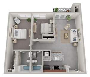 The Maple 2 bed 2 bath floor plan at Wilmington Flats in Sugar House, Salt Lake City, UT, featuring a modern apartment layout, spacious bedrooms, open-concept living, and renter-friendly design at Wil