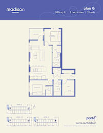 A floor plan for a Madison property shows two bedrooms and two bathrooms.