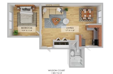 Wilson Court One Bedroom Floor Plan
