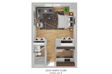 2555 North Clark Studio Floor Plan