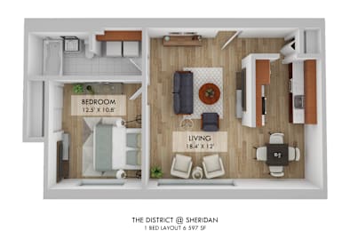 The District One Bedroom Layout 6 Floor Plan