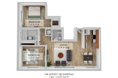 The District Two Bedroom Floor Plan