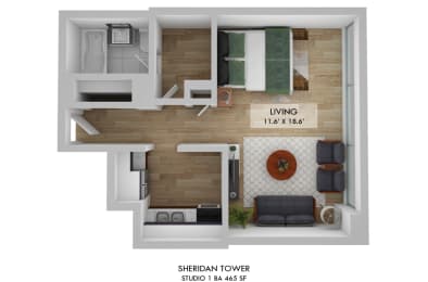 Sheridan Tower Studio Floor Plan