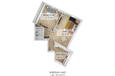 Sheridan Lake 1 BR B Floor Plan