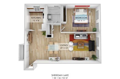 Sheridan Lake 1 BR Layout C Floor Plan