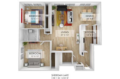 Sheridan Lake 2 BR Floor Plan
