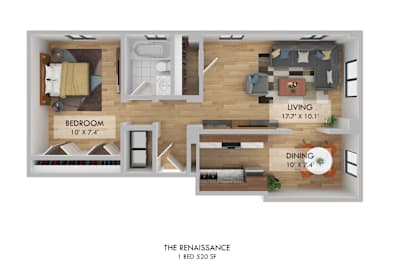 The Renaissance One Bedroom Floor Plan