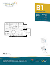A floor plan for a 1 Bedroom + Den apartment at King George Hotel.