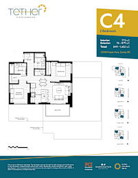 A floor plan for a 2 bedroom apartment at King George Hotel.
