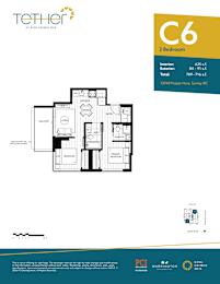A floor plan for a 2 bedroom apartment at King George Hotel.