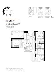 A black and white image of a floor plan for a 2 bedroom apartment.
