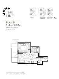 A floor plan for a one bedroom apartment is shown with a detailed diagram and measurements.
