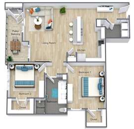 2 bed 2 bath at Atlas Point at Prestonwood Apartments , Carrollton, TX, 75010