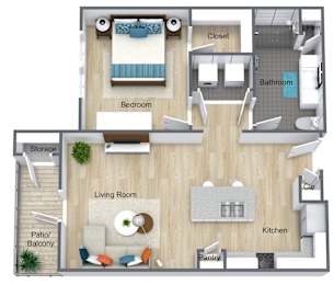 1 bed 1 bath A at Atlas Point at Prestonwood Apartments , Carrollton, TX