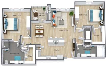 2 bed 2 bath B at Atlas Point at Prestonwood Apartments , Carrollton, 75010