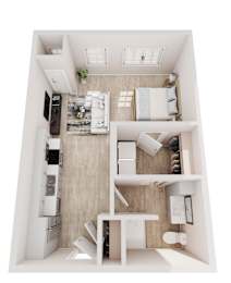  Floor Plan Studio 1 Bath