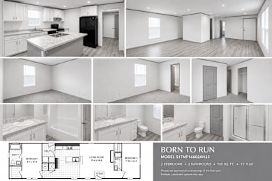 A real estate listing for a model apartment with a floor plan.