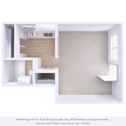 A white room with a bed, a desk, and a chair.
