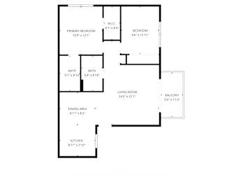 A black and white image of a floor plan for a home.