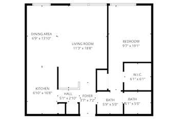  Floor Plan 1 Bed, 1 Bath