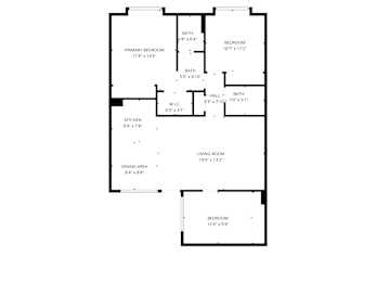 A black and white image of a floor plan for a house.