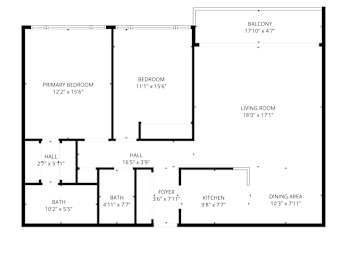 A black and white image of a floor plan for a house.
