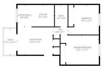 A black and white image of a floor plan for a house.