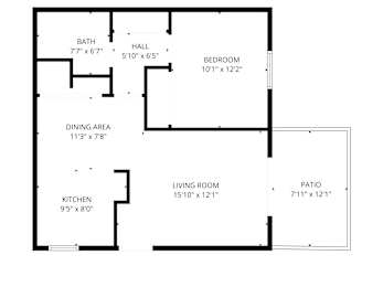 A black and white image of a floor plan for a house.