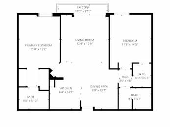 A black and white image of a floor plan for a home.