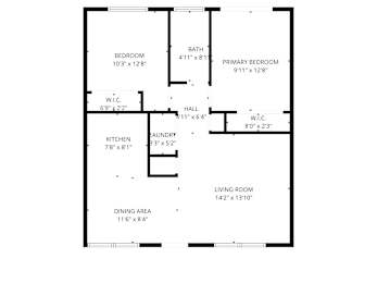 A black and white image of a floor plan for a house.