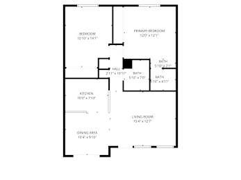 A black and white image of a floor plan for a house.