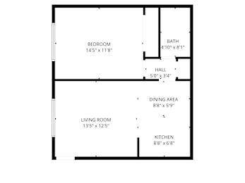 A floor plan of a house with labeled rooms and their dimensions.