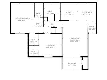 A black and white image of a floor plan for a house.