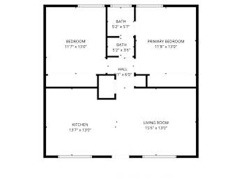 A black and white image of a floor plan for a house.