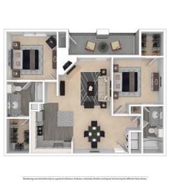 2x2 1,082 sqft at Franciscan of Arlington, Arlington, TX, 76015