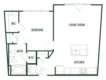 Hawthorn Floorplan with 741 Sq. Ft. at Arcadia Decatur, Decatur, GA