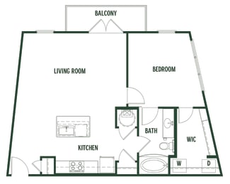 Laurel Floorplan with 830 Sq. Ft. at Arcadia Decatur, Decatur, GA