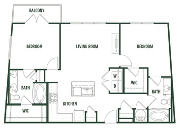 Spruce Floorplan with 1,022 Sq. Ft. at Arcadia Decatur, Decatur, GA