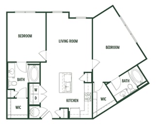 Willow Floorplan with 1,115 Sq. Ft. at Arcadia Decatur, Decatur, GA