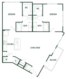 Persimmon Floorplan with 1,171 Sq. Ft. at Arcadia Decatur, Decatur, GA