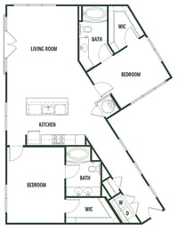 Sugarberry Floorplan with 1,314 Sq. Ft. at Arcadia Decatur, Decatur, GA