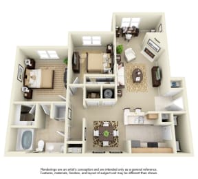 B1A - 2 bedroom, 1 bath at The Atlantic Stonebriar, The Colony, Texas, 75056