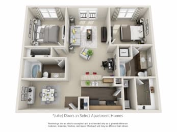 Beds: 2, Baths: 2, SQFT: 1,078 - City View