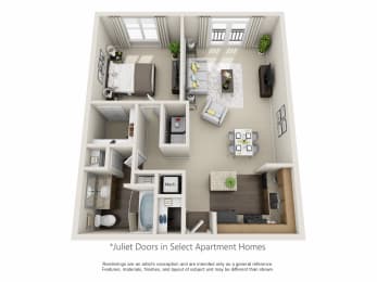 Beds: 1, Baths: 1, SQFT: 792-796, City View at The Atlantic North Highland, Charlotte.