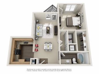 Beds: 1, Baths: 1, SQFT: 806, City View at The Atlantic North Highland, Charlotte, NC.